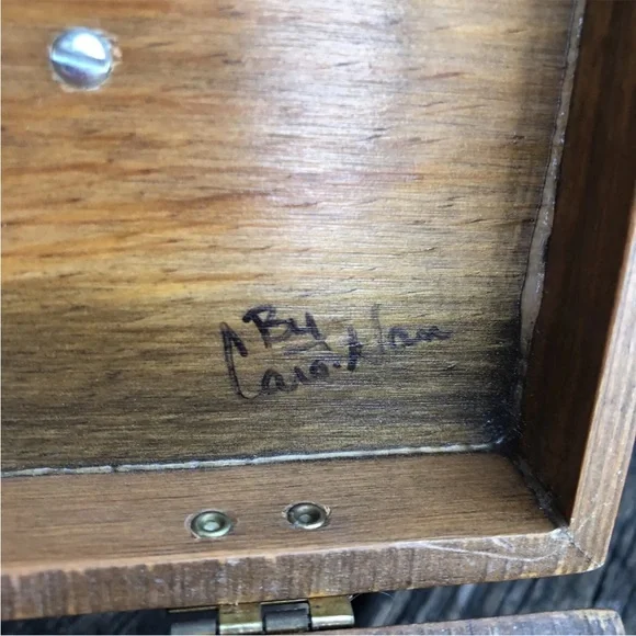 Caro Nan Mushroom Wood Purse Handbag Bag Metal Handle Red Orange Vintage 60s 70s - Picture 9 of 10